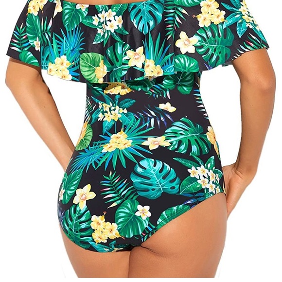 One Piece Ruffle Top Bathing Suit - Picture 5 of 5